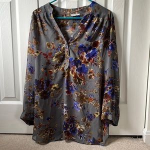 Grey floral blouse